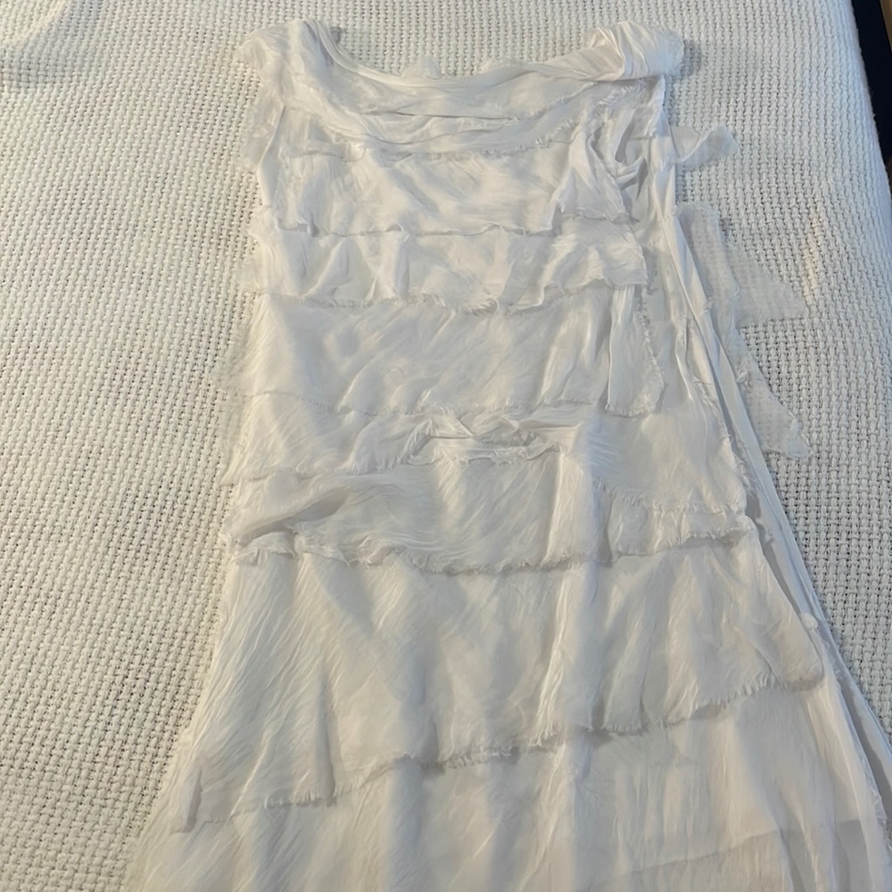 Small White feathered dress from Italy NWT